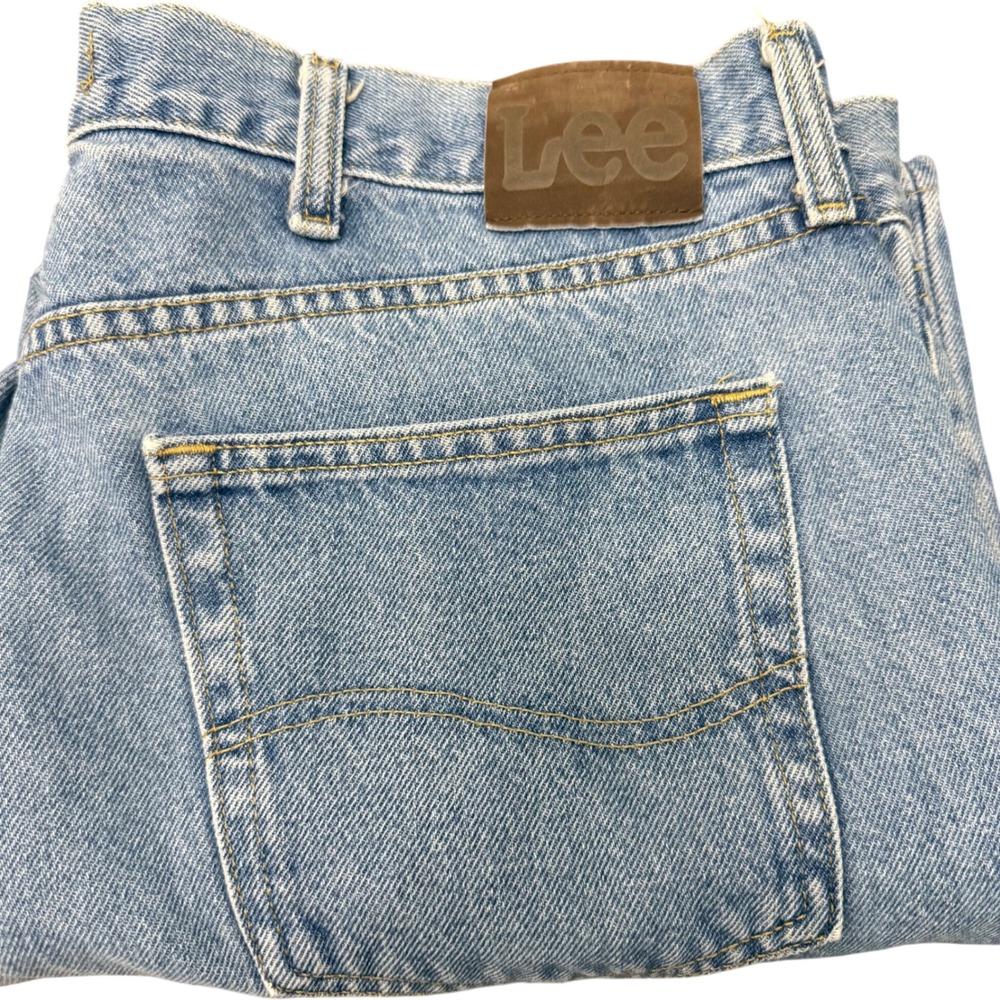 Lee Regular Fit Jeans Mens 38x26 Light Wash Blue Straight Leg Denim Pants